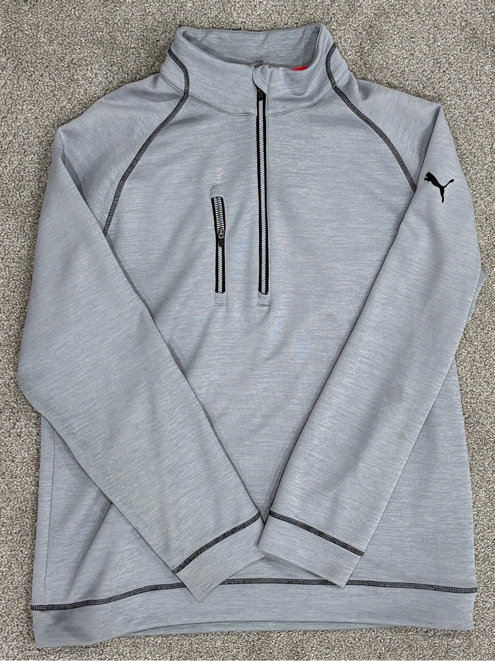 Puma Light Gray/Black Trim Half-Zip Performance Pullover